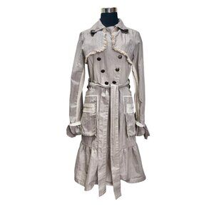 VTG Y2K Anthropologie Hazel Boho Jacket Taupe Lightweight Raw Hems Pockets M #g